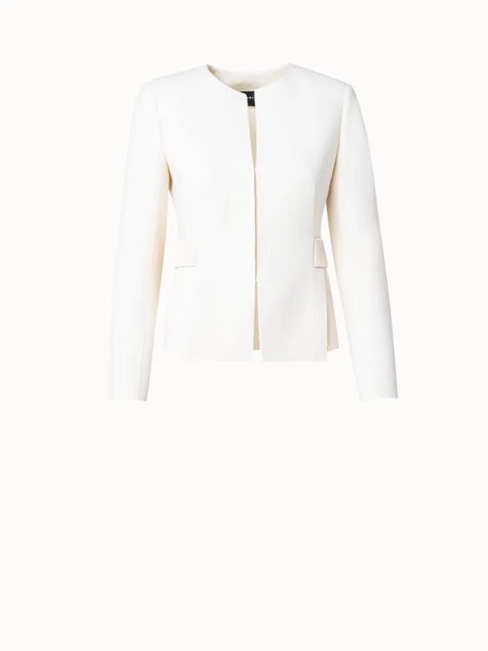 Wool Crpe DoubleFace Short Jacket Ecru Women Akris Jackets