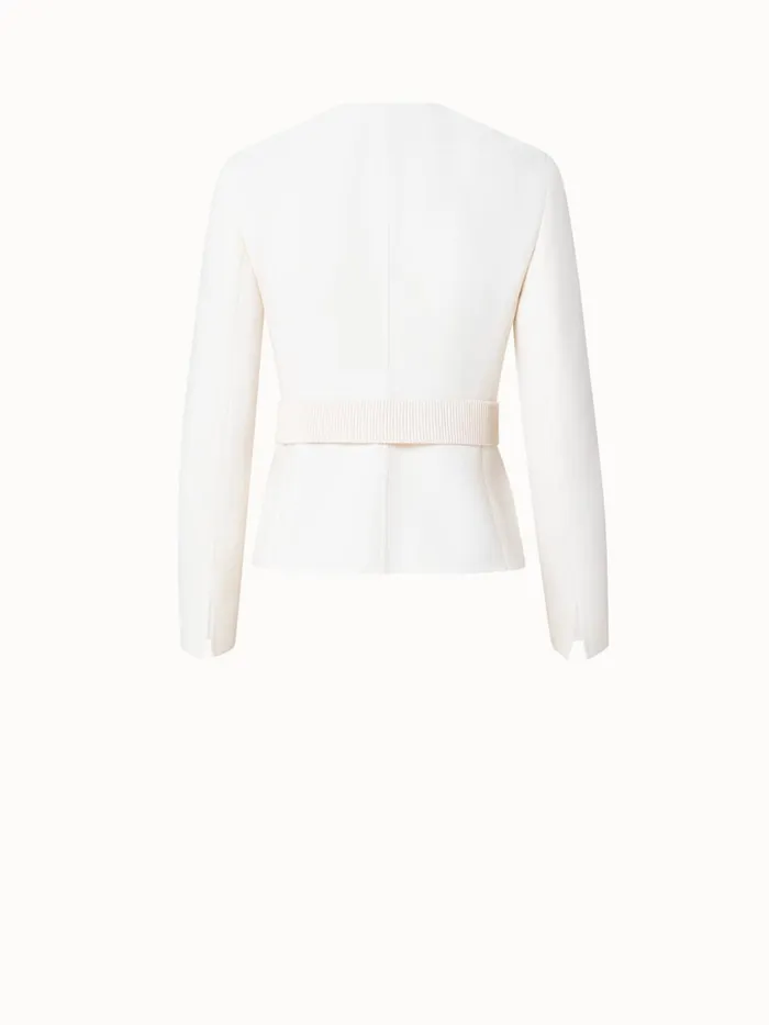 Wool Crpe DoubleFace Short Jacket Ecru Women Akris Jackets