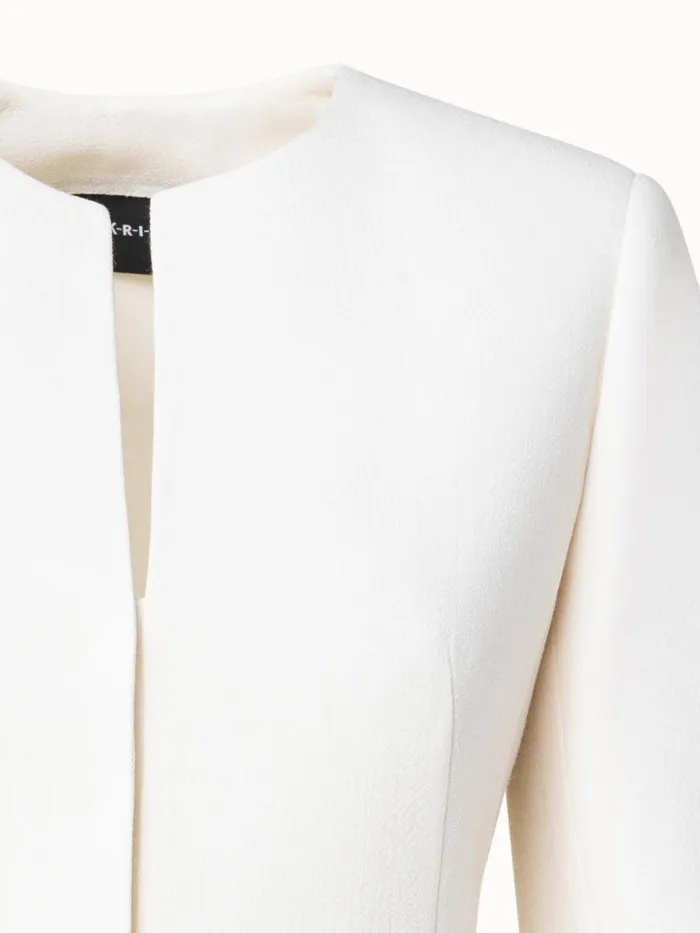 Wool Crpe DoubleFace Short Jacket Ecru Women Akris Jackets