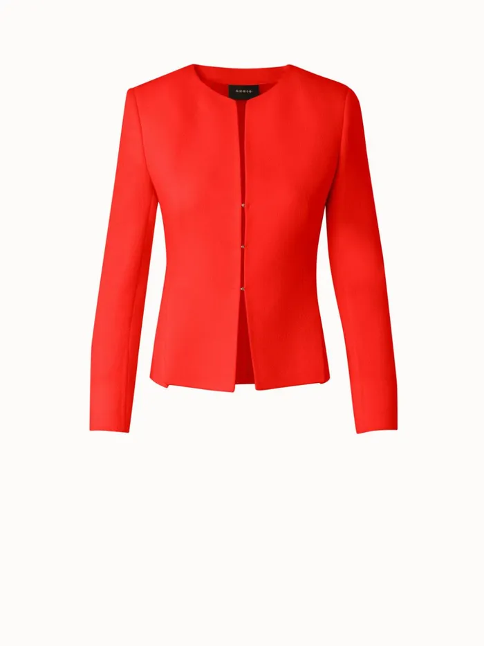 Wool Crpe DoubleFace Short Jacket Poppy Women Akris Jackets