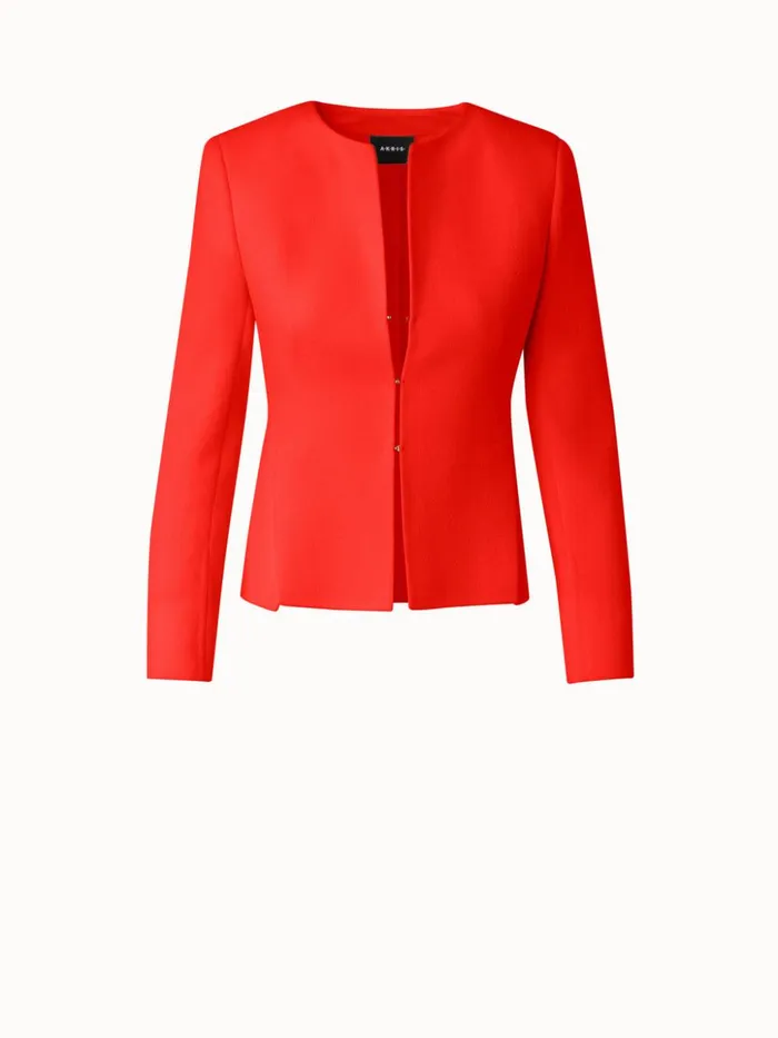 Wool Crpe DoubleFace Short Jacket Poppy Women Akris Jackets