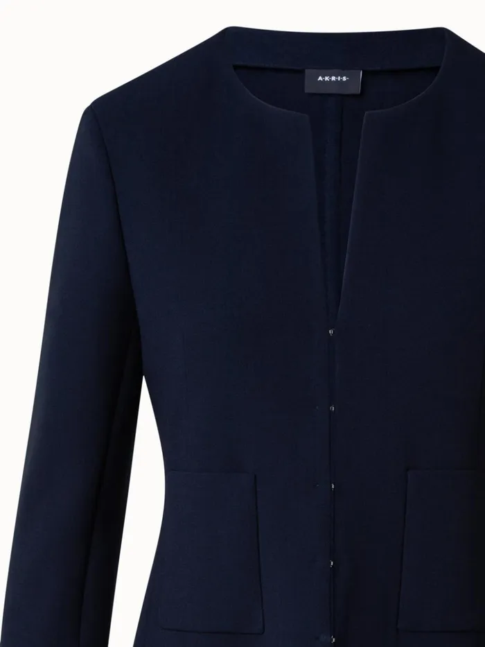 Wool Stretch DoubleFace Long Jacket Navy Women Akris Jackets