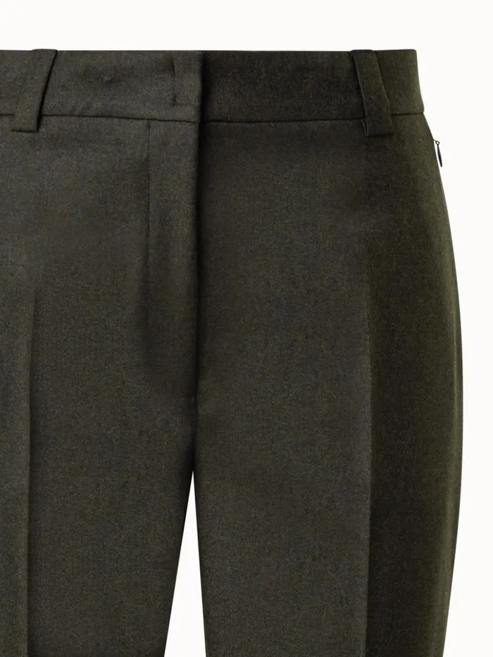 Wool Stretch Flannel Cropped Tapered Pants Moss Women Akris Pants