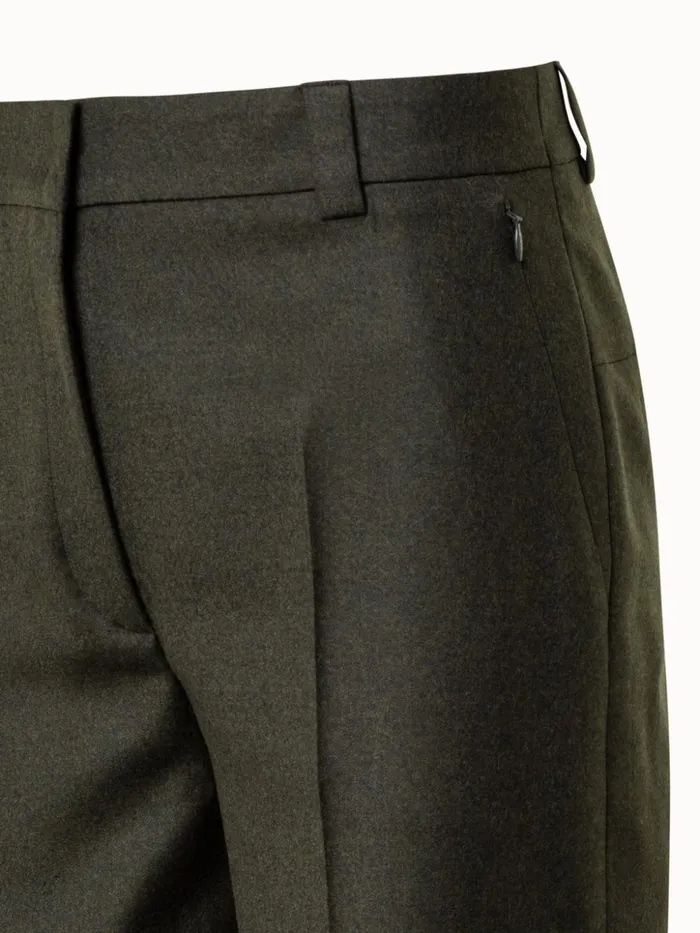 Wool Stretch Flannel Cropped Tapered Pants Moss Women Akris Pants