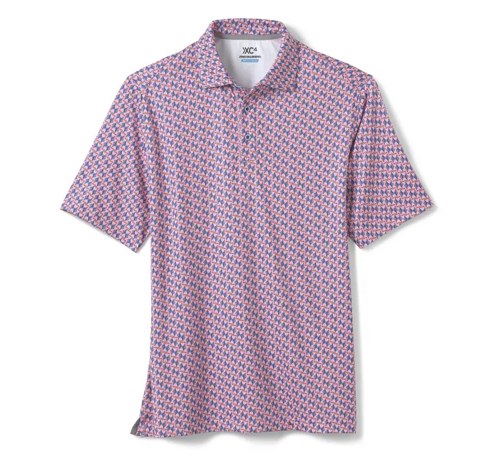 XC4 Performance Print Polos Cool Degree Pink Toucan Men Polos and Tees Johnston and Murphy