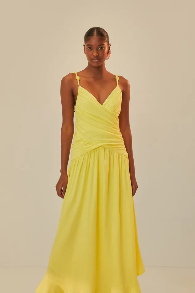 Yellow Cross Over Maxi Dress Women Farm Rio Maxi Dresses