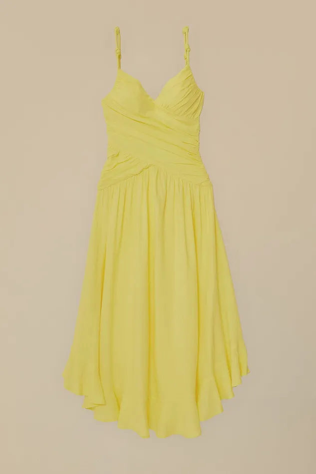 Yellow Cross Over Maxi Dress Women Farm Rio Maxi Dresses